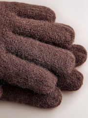 Baker by Ted Baker Chocolate Brown Sequin Knitted Pom Hat and Gloves Set - Image 5 of 5