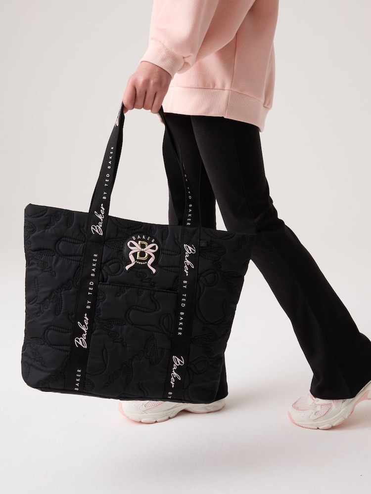 Baker by Ted Baker Black Back to School Quilted Bow Tote Bag - Image 1 of 14