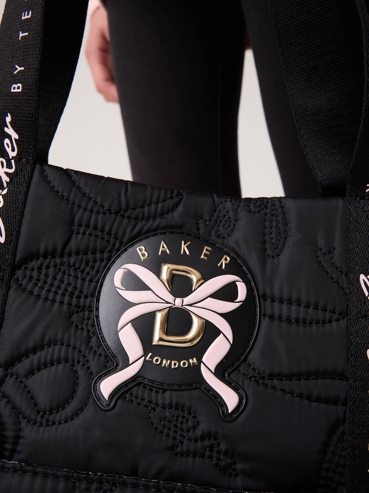 Baker by Ted Baker Black Back to School Quilted Bow Tote Bag - Image 14 of 14