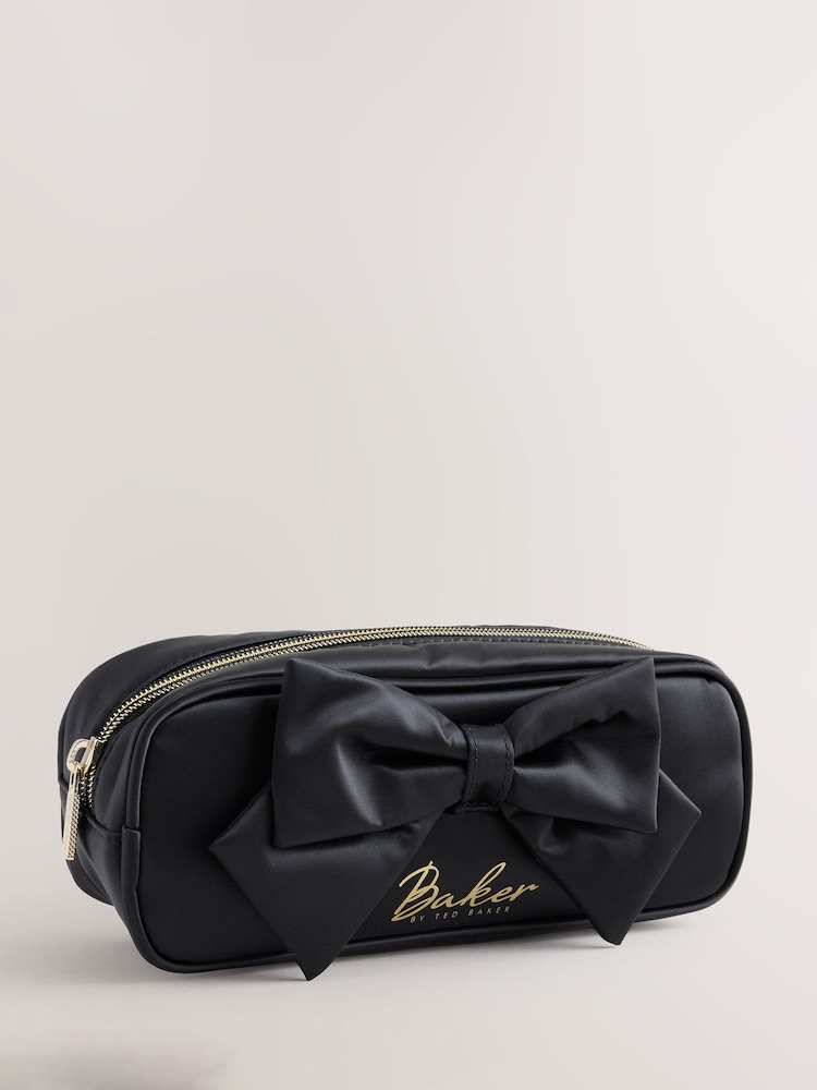 Baker by Ted Baker Back to School Black Satin Bow Pencil Case - Image 1 of 6 Baker by Ted Baker Back to School Black Satin Bow Pencil Case - Image 1 of 6