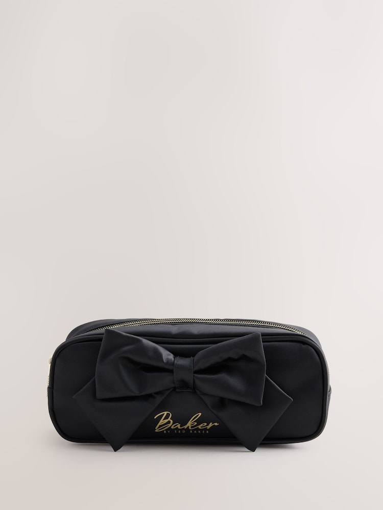 Baker by Ted Baker Back to School Black Satin Bow Pencil Case - Image 2 of 6 Baker by Ted Baker Back to School Black Satin Bow Pencil Case - Image 2 of 6