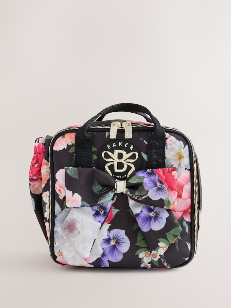 Baker by Ted Baker Back to School Black Floral Bow Lunch Bag - Image 1 of 6