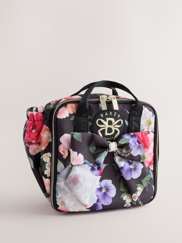Baker by Ted Baker Back to School Black Floral Bow Lunch Bag - Image 2 of 6