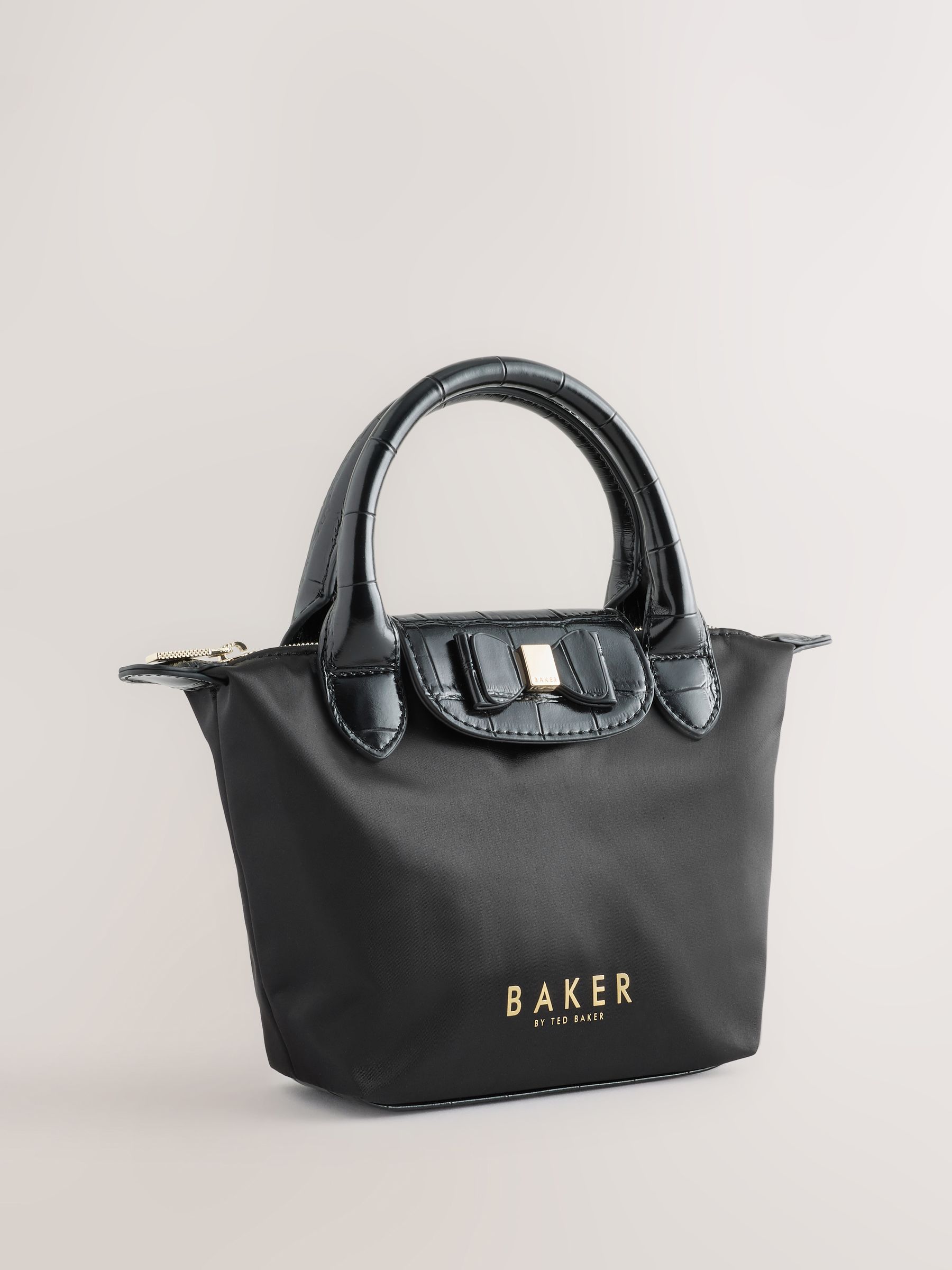 Baker by Ted Baker Back to School Black Nylon with Croc Bow Small Tote Bag