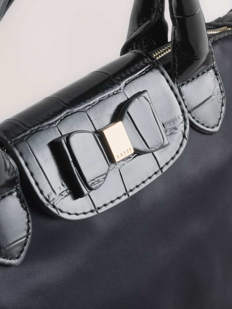 Baker by Ted Baker Back to School Black Nylon with Croc Bow Small Tote Bag - Image 11 of 11 Baker by Ted Baker Back to School Black Nylon with Croc Bow Small Tote Bag - Image 11 of 11
