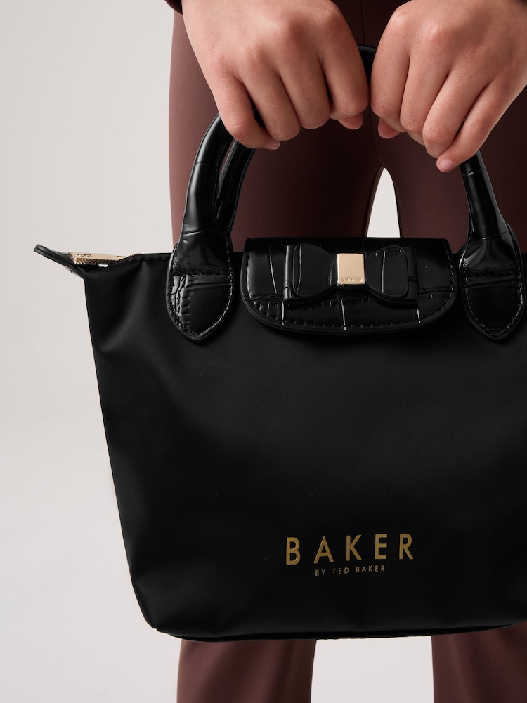 Baker by Ted Baker Back to School Black Nylon with Croc Bow Small Tote Bag - Image 2 of 11 Baker by Ted Baker Back to School Black Nylon with Croc Bow Small Tote Bag - Image 2 of 11