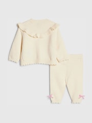 River Island Cream 3D Bow Peplum Cardigan Set - Image 2 of 5
