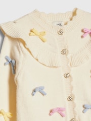 River Island Cream 3D Bow Peplum Cardigan Set - Image 4 of 5