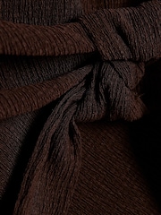 River Island Brown Textured Side Tie T-Shirt & Wide Leg Trousers Set - Image 4 of 5