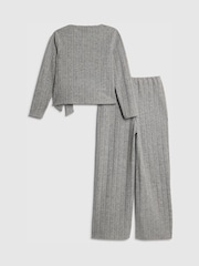 River Island Grey Long Sleeve Cosy Rib T-Shirt & Wide Leg Trousers Set - Image 2 of 5