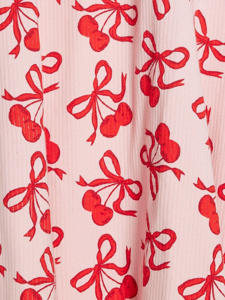 River Island Pink Cherry & Bow Print Polo Dress - Image 4 of 4