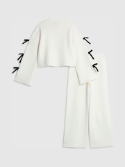 River Island Cream Bow Sleeve Top & Joggers Set - Image 2 of 5