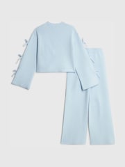 River Island Blue Bow Sleeve Jumper & Knitted Trousers Set - Image 2 of 5