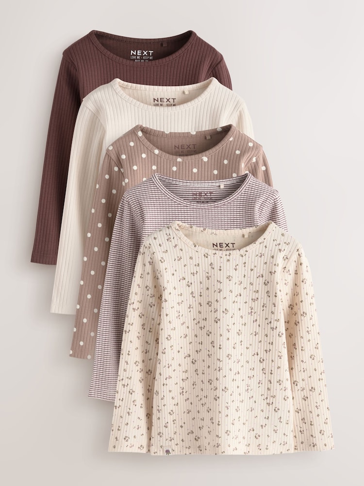 Neutro - Long Sleeve Ribbed Tops 5 Pack (3mths-7yrs) - Imagem 1 de 10