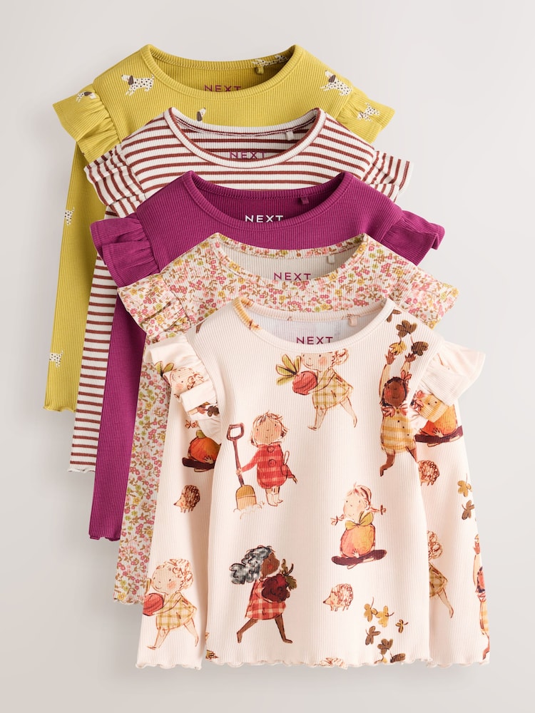 Berry Autumn Fairies - Long Sleeve Ribbed Tops 5 Pack (3mths-7yrs) - Imagem 1 de 9