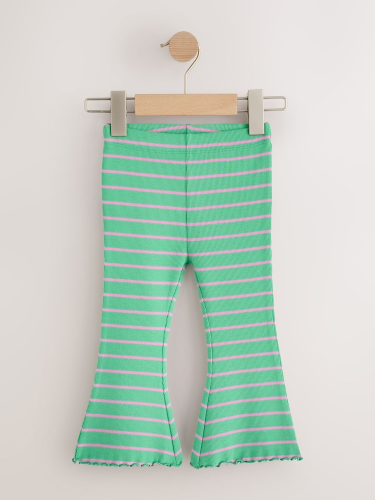 Grønn/Rosa - Ribbestrikkede Flare Leggings 5 Pakke (1 til327år) - Bilde 2 av 9
