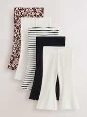 Neutral/ Leopard Ribbed Leggings 5 Pack (3mths-7yrs) - Image 1 of 9