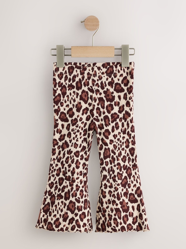 Neutral/ Leopard Ribbed Leggings 5 Pack (3mths-7yrs) - Image 2 of 9