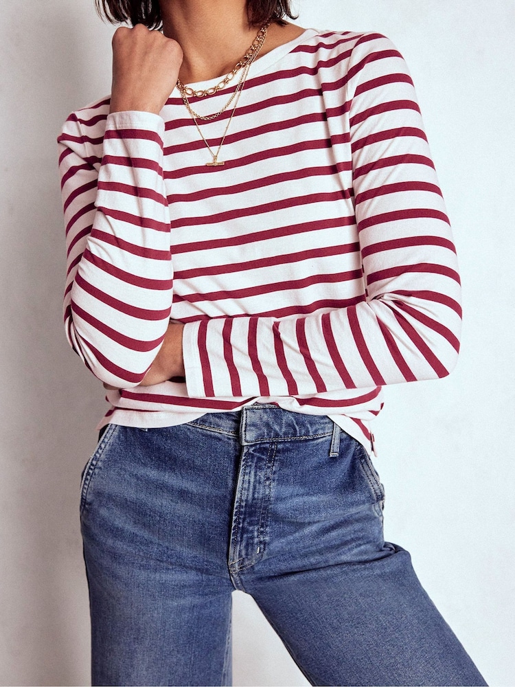 Boden Purple Olivia Long Sleeve Breton Top - Image 1 of 5