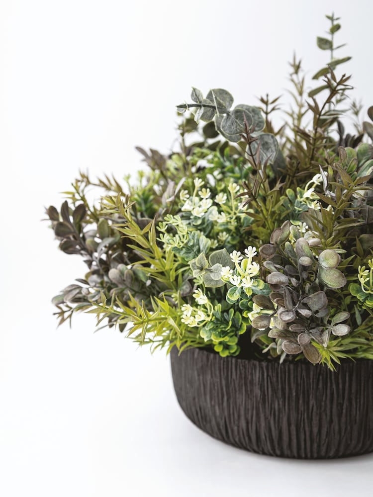 Sixty3 Styled Black Terra Vase with Foliage - Image 2 of 2