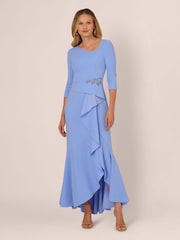 Adrianna Papell Blue Studio Asymmetrical Bead Crepe Gown - Image 2 of 6
