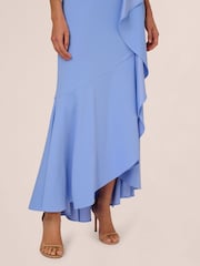 Adrianna Papell Blue Studio Asymmetrical Bead Crepe Gown - Image 3 of 6