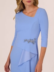 Adrianna Papell Blue Studio Asymmetrical Bead Crepe Gown - Image 4 of 6