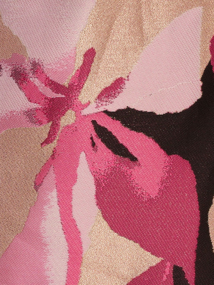 Adrianna Papell Pink A-Line Jacquard Short Dress - Image 6 of 6 Adrianna Papell Pink A-Line Jacquard Short Dress - Image 6 of 6