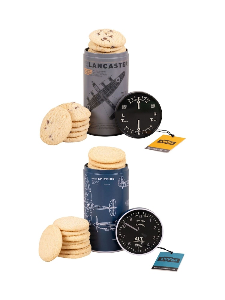 Vintage Marque Imperial War Museum Biscuit Tin with Mixed Duo Pack Lancaster Choc Chip Spitfire Shortbread - Image 2 of 2 Vintage Marque Imperial War Museum Biscuit Tin with Mixed Duo Pack Lancaster Choc Chip Spitfire Shortbread - Image 2 of 2