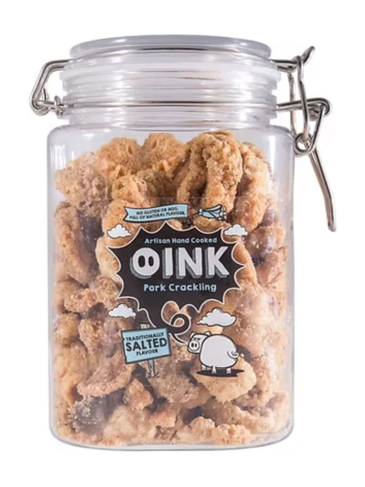 Oink Traditionally Salted Pork Crackling Gifting Jar 280g - Image 1 of 3 Oink Traditionally Salted Pork Crackling Gifting Jar 280g - Image 1 of 3