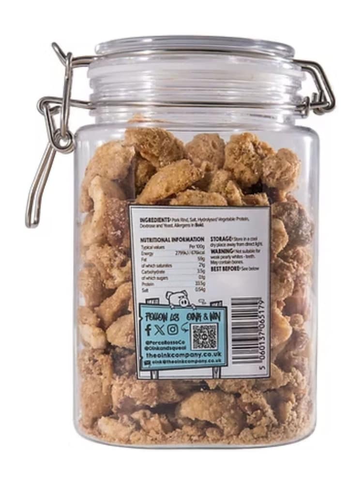 Oink Traditionally Salted Pork Crackling Gifting Jar 280g - Image 2 of 3 Oink Traditionally Salted Pork Crackling Gifting Jar 280g - Image 2 of 3