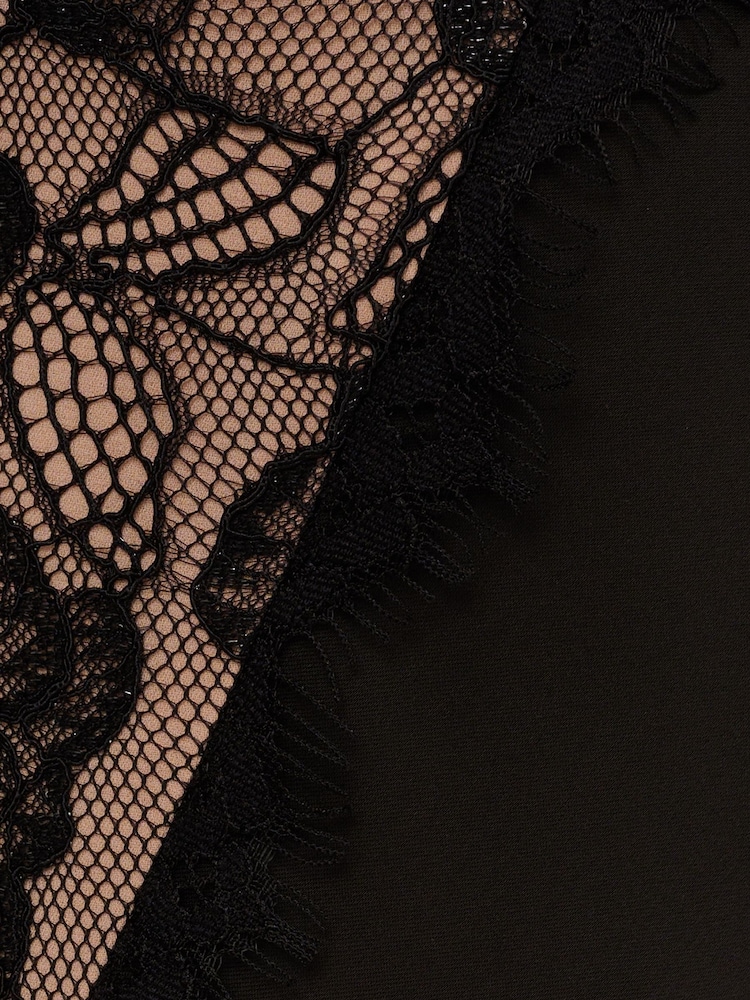 Adrianna Papell Black Stretch Satin Long Dress - Image 5 of 5