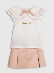 River Island Collar Frill T-Shirt & Suede Skort Set - Imaginea 3 din 5