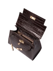 LRM Goods The Croc Polly Leather Top Handle Brown Bag - Image 5 of 6