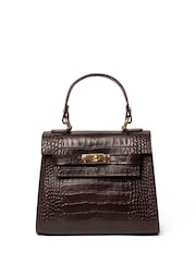 LRM Goods The Croc Polly Leather Top Handle Brown Bag - Image 6 of 6