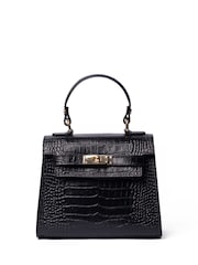The Croc Effect Polly Leather Top Black Handle Bag - Image 2 of 6