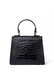 The Croc Effect Polly Leather Top Black Handle Bag - Image 4 of 6