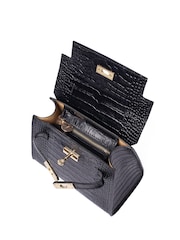 The Croc Effect Polly Leather Top Black Handle Bag - Image 6 of 6