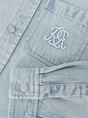 Reiss Acid Blue Randall Monogram Relaxed Washed-Denim Overshirt - Image 7 of 7