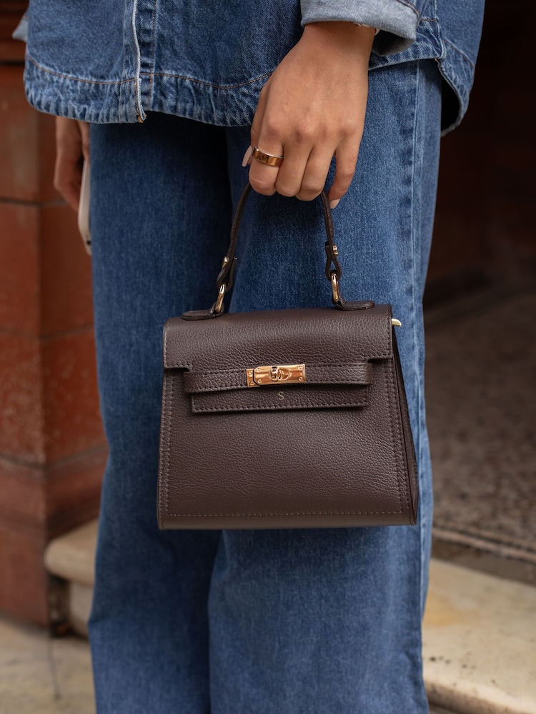 LRM Goods The Polly Leather Top Handle Brown Bag - Image 1 of 5 LRM Goods The Polly Leather Top Handle Brown Bag - Image 1 of 5