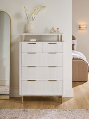 White Emilie Oak Effect Tall Chest of Drawers - Image 1 of 9