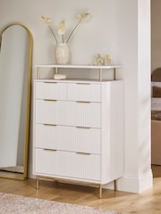 White Emilie Oak Effect Tall Chest of Drawers - Image 2 of 9