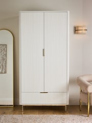 White Emilie Oak Effect Double, 1 Drawer Wardrobe - Image 1 of 9