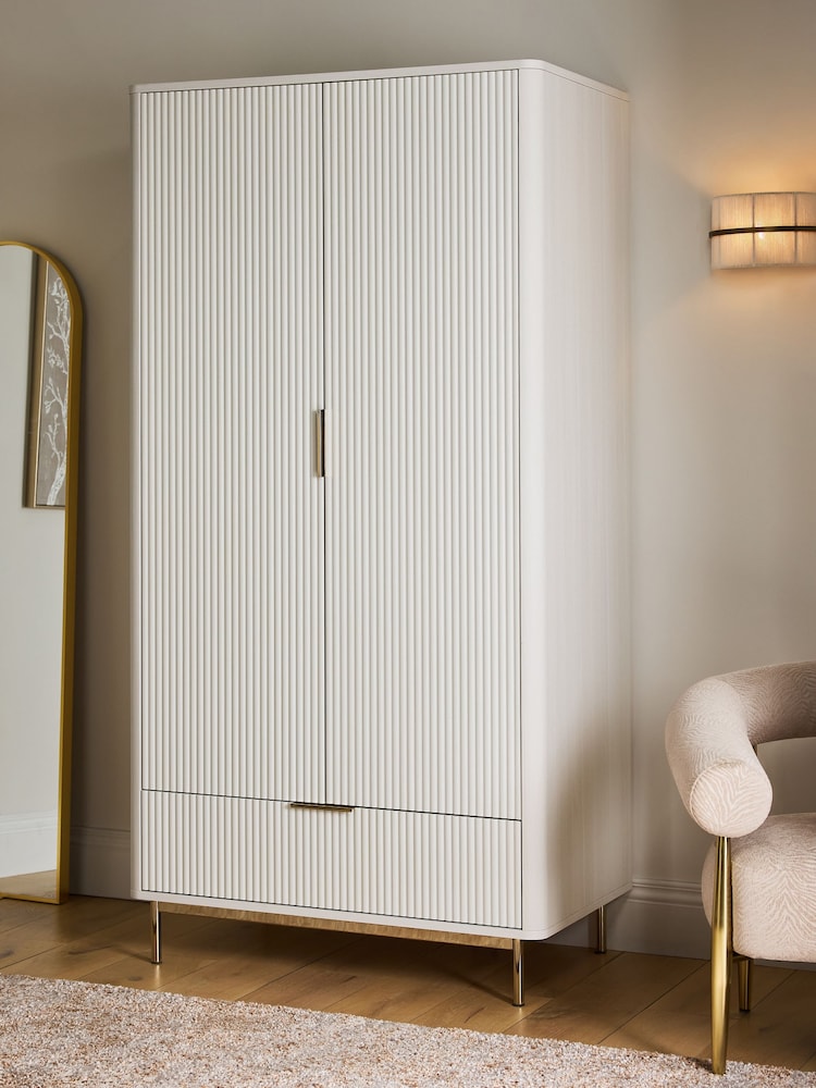 White Emilie Oak Effect Double, 1 Drawer Wardrobe - Image 2 of 9 White Emilie Oak Effect Double, 1 Drawer Wardrobe - Image 2 of 9