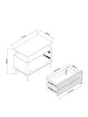 White Emilie Oak Effect 2 Drawer Wide Bedside Table - Image 4 of 6