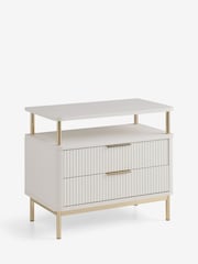 White Emilie Oak Effect 2 Drawer Wide Bedside Table - Image 5 of 6