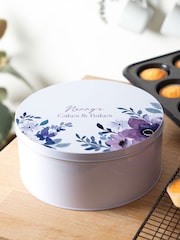 Purple Floral Border Personalised Cake Tin by No Ordinary Gift - Image 1 of 2