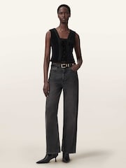 AllSaints Black Selin Velvet Vest - Image 3 of 6