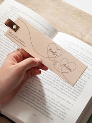 Names in Hearts Engraved Leather Bookmark by No Ordinary Gift - Image 1 of 3