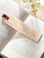 Names in Hearts Engraved Leather Bookmark by No Ordinary Gift - Image 2 of 3